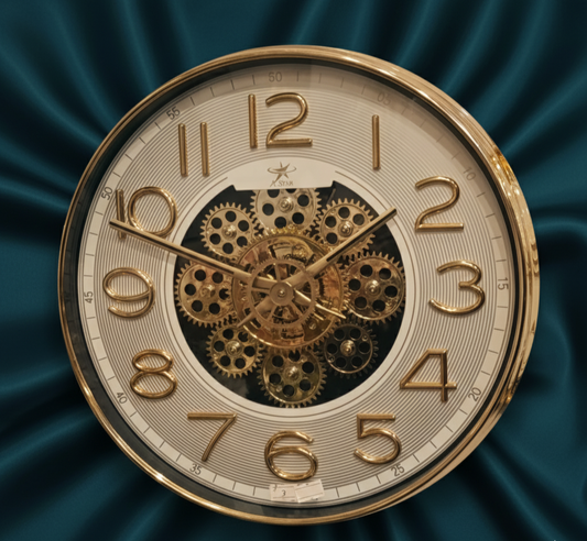 Golden Gear Mechanical Wall Clock