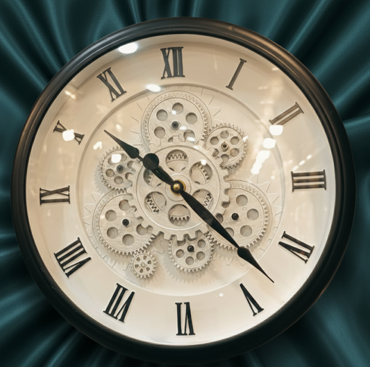 Vintage Industrial Roman Gear Clock