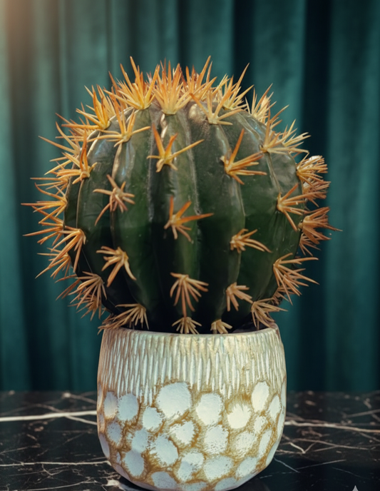 White & Gold Honeycomb Planter