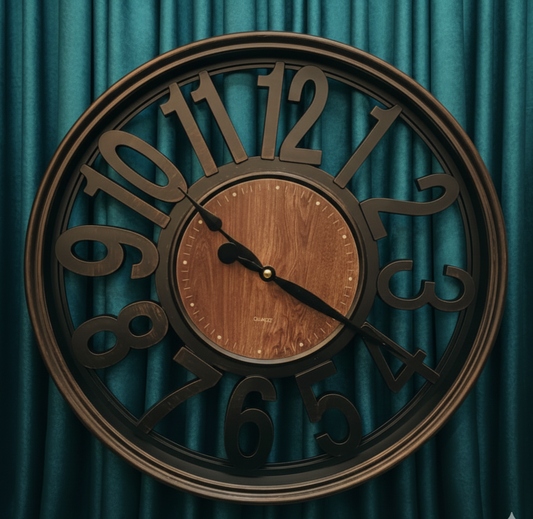 Rustic Modern Wood-Finish Wall Clock