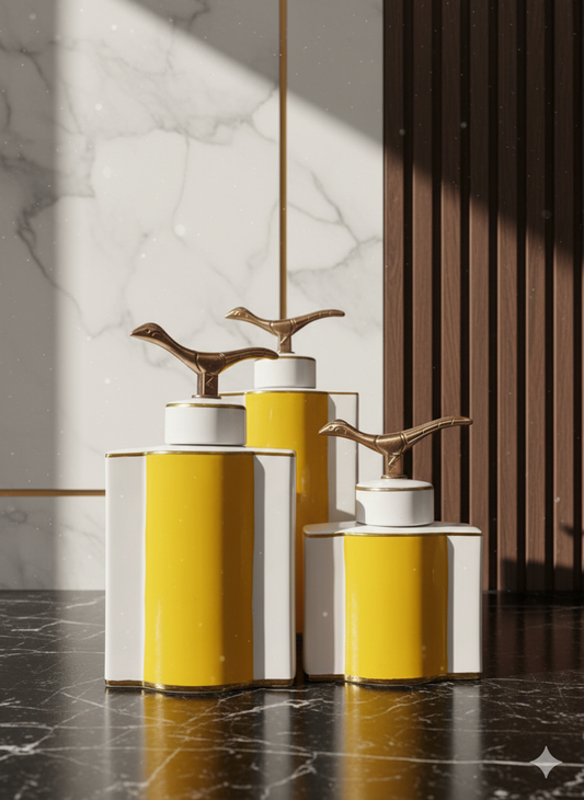 Modern White & Gold Bird-Topped Set