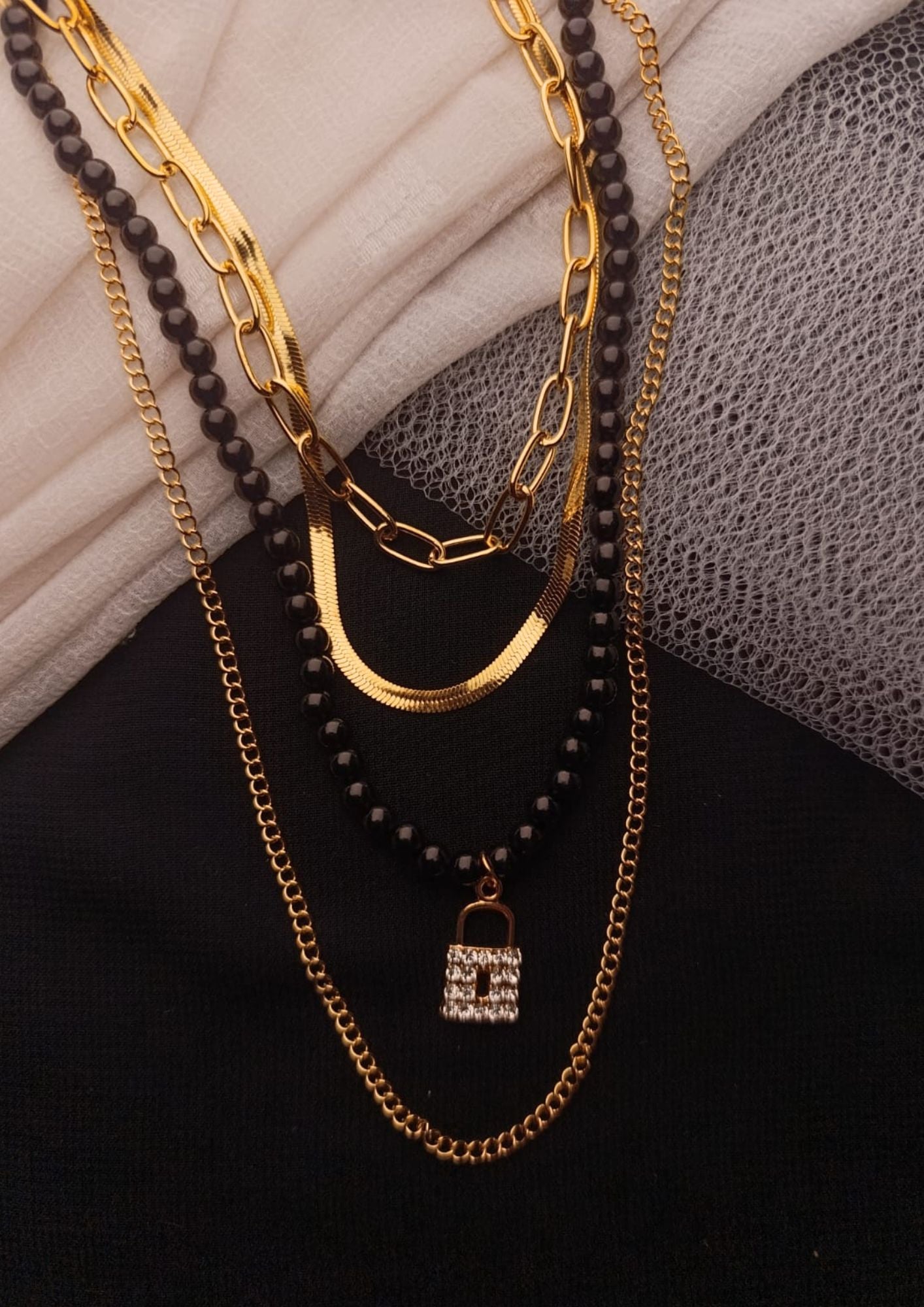 Multi-Layered Lock Necklace