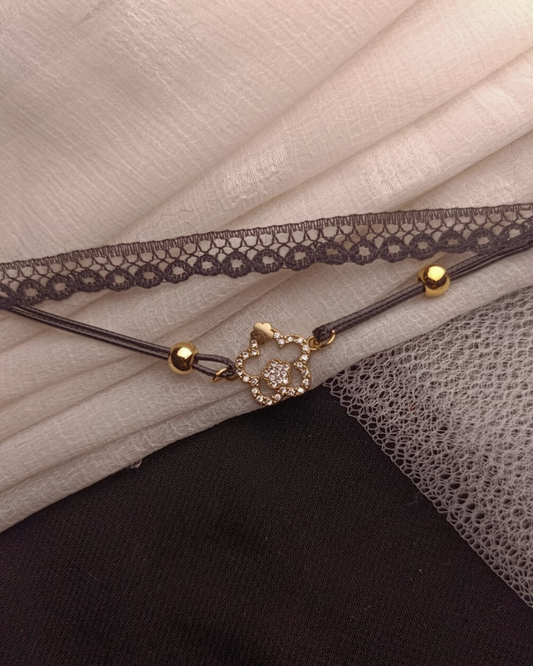 Lace & Sparkle Flower Choker Necklace