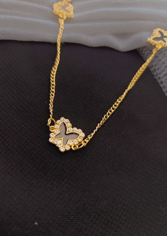 Black & Gold Butterfly Charm Necklace