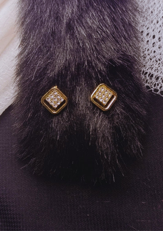 Diamond & Gold Geometric Earrings