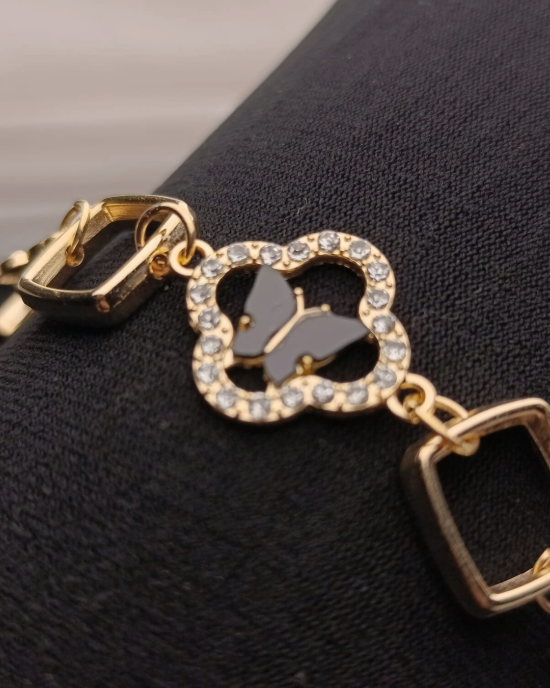 Golden Black Butterfly Charm Bracelet
