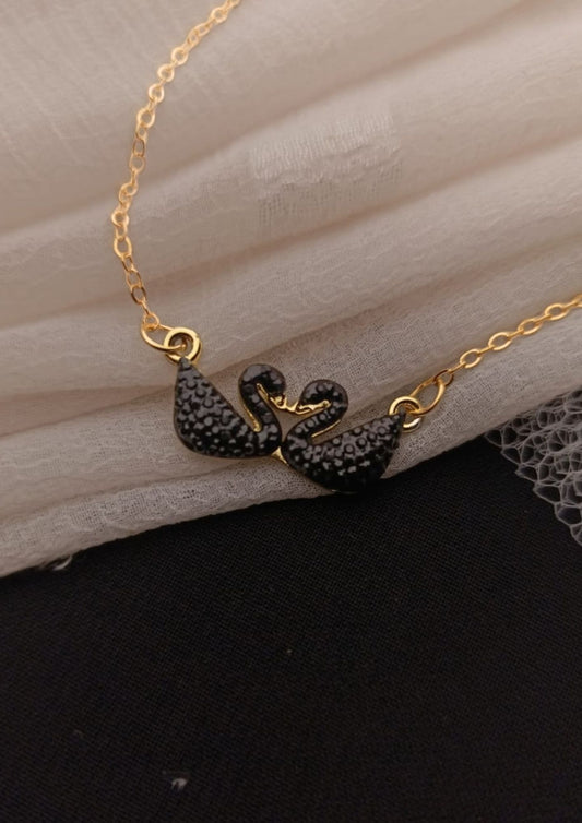 Golden black Swan Couple Necklace