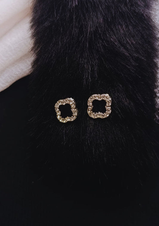 Crystal Clover Stud Earrings