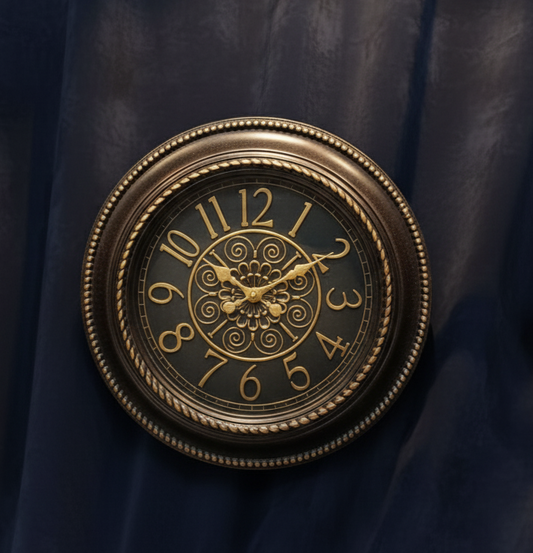 Elegant Gold Floral Wall Clock