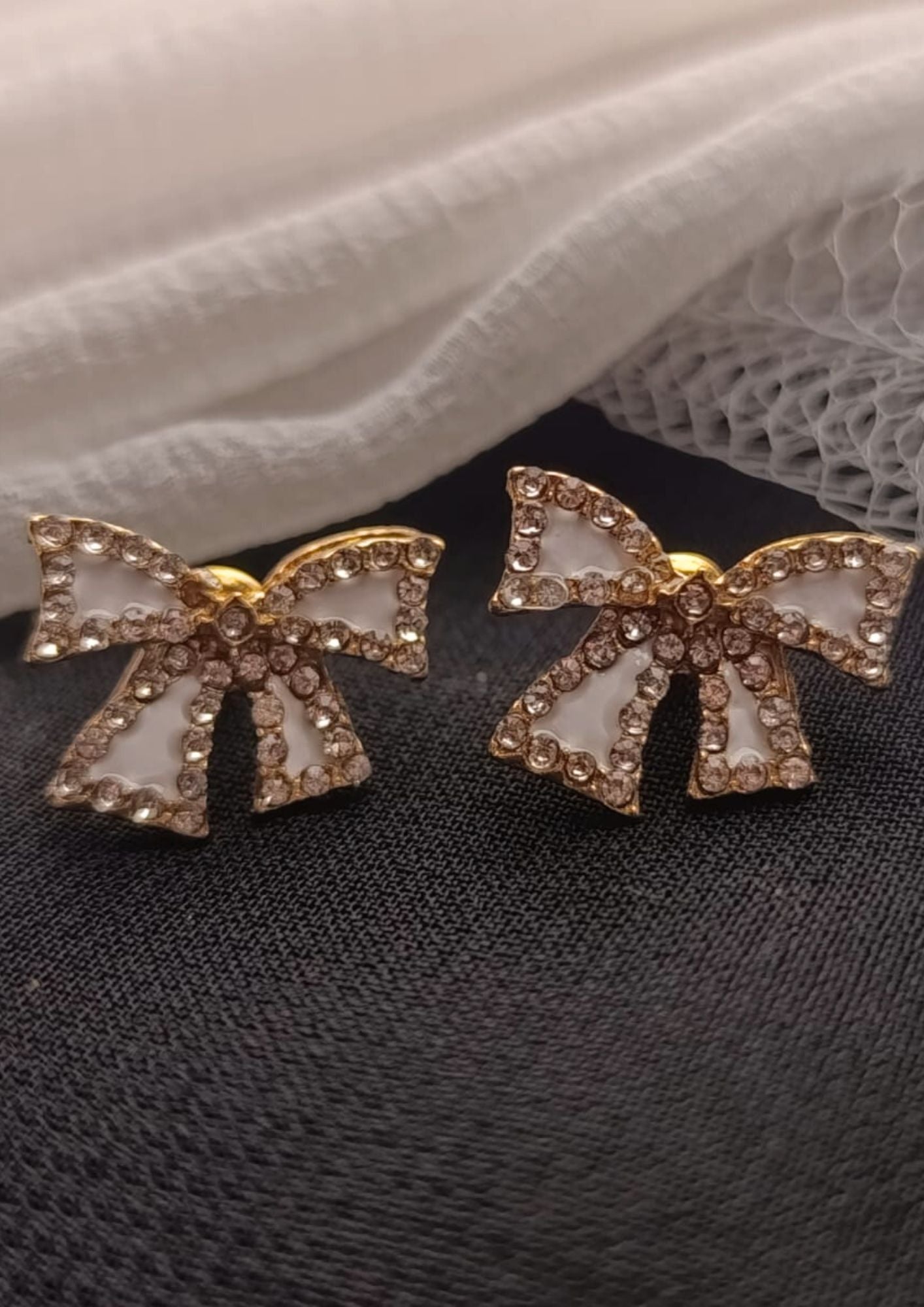 Sparkling Bow Stud Earrings