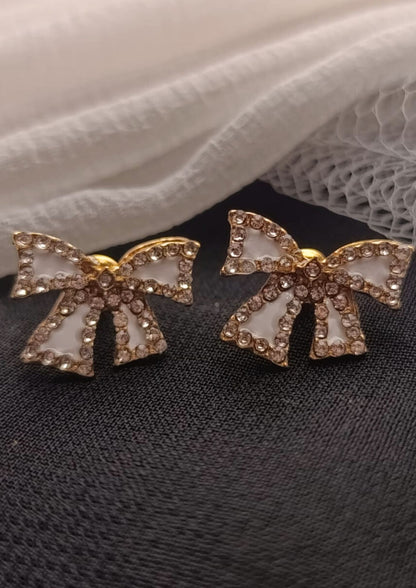 Sparkling Bow Stud Earrings