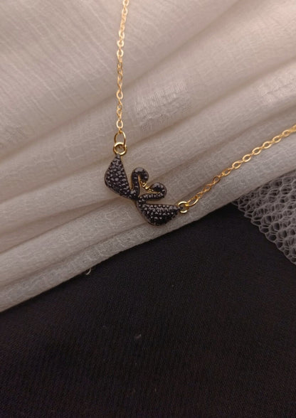 Golden black Swan Couple Necklace