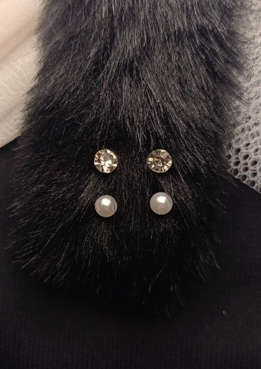 Diamond & Pearl Stud earring set