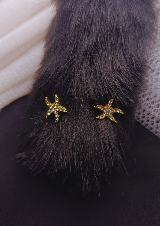 Golden Starfish Stud Earrings