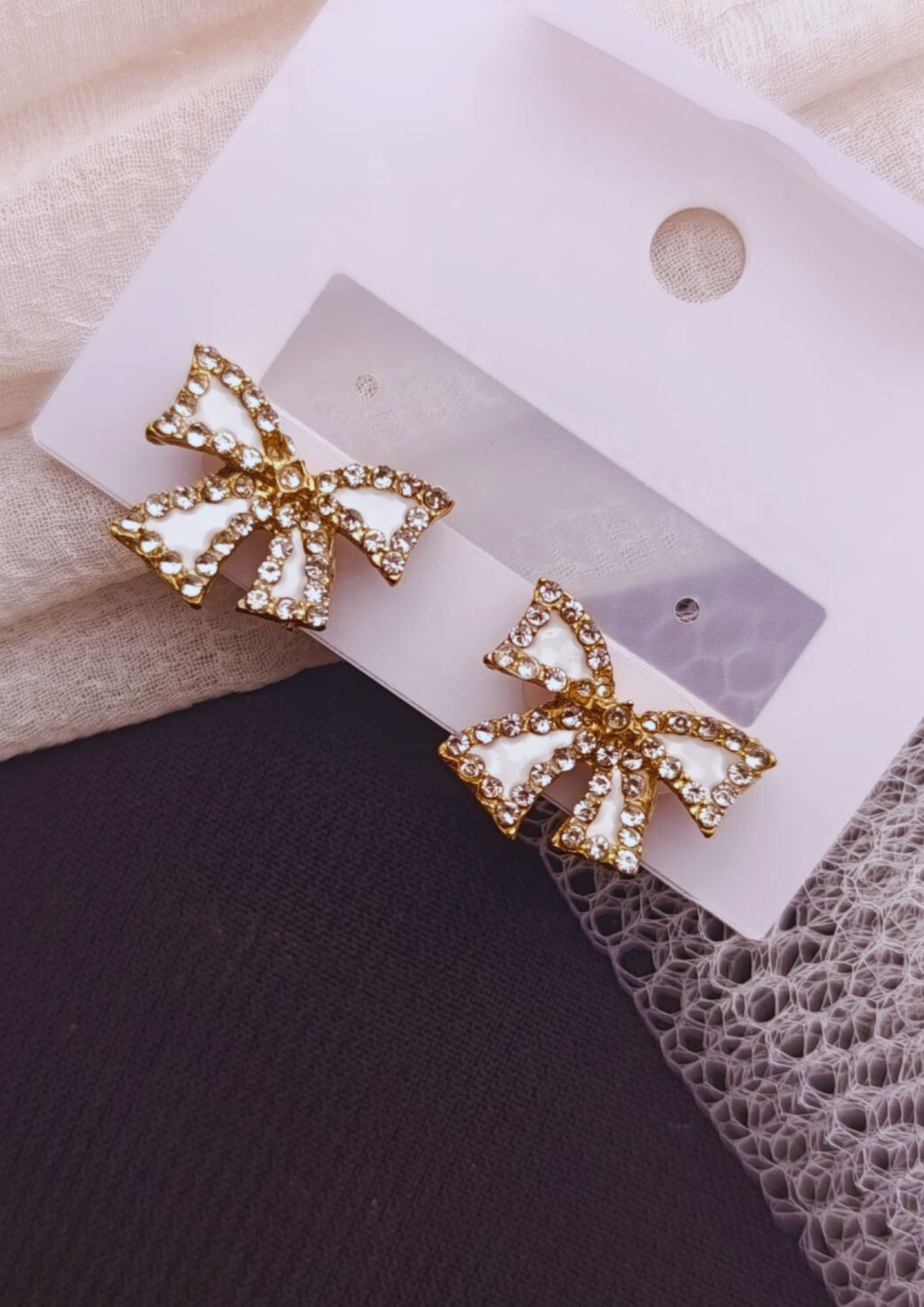 Sparkling Bow Stud Earrings