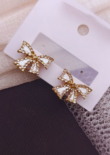 Sparkling Bow Stud Earrings