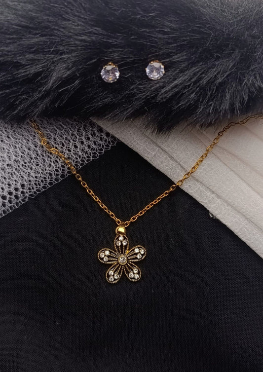 Dazzling Flower Necklace & Earring Set