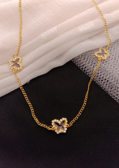 Black & Gold Butterfly Charm Necklace