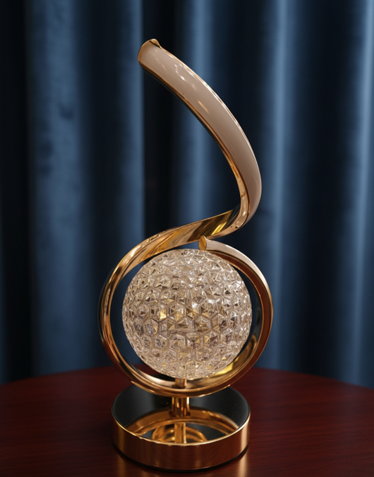 Modern Gold & Crystal Orb Sculpture